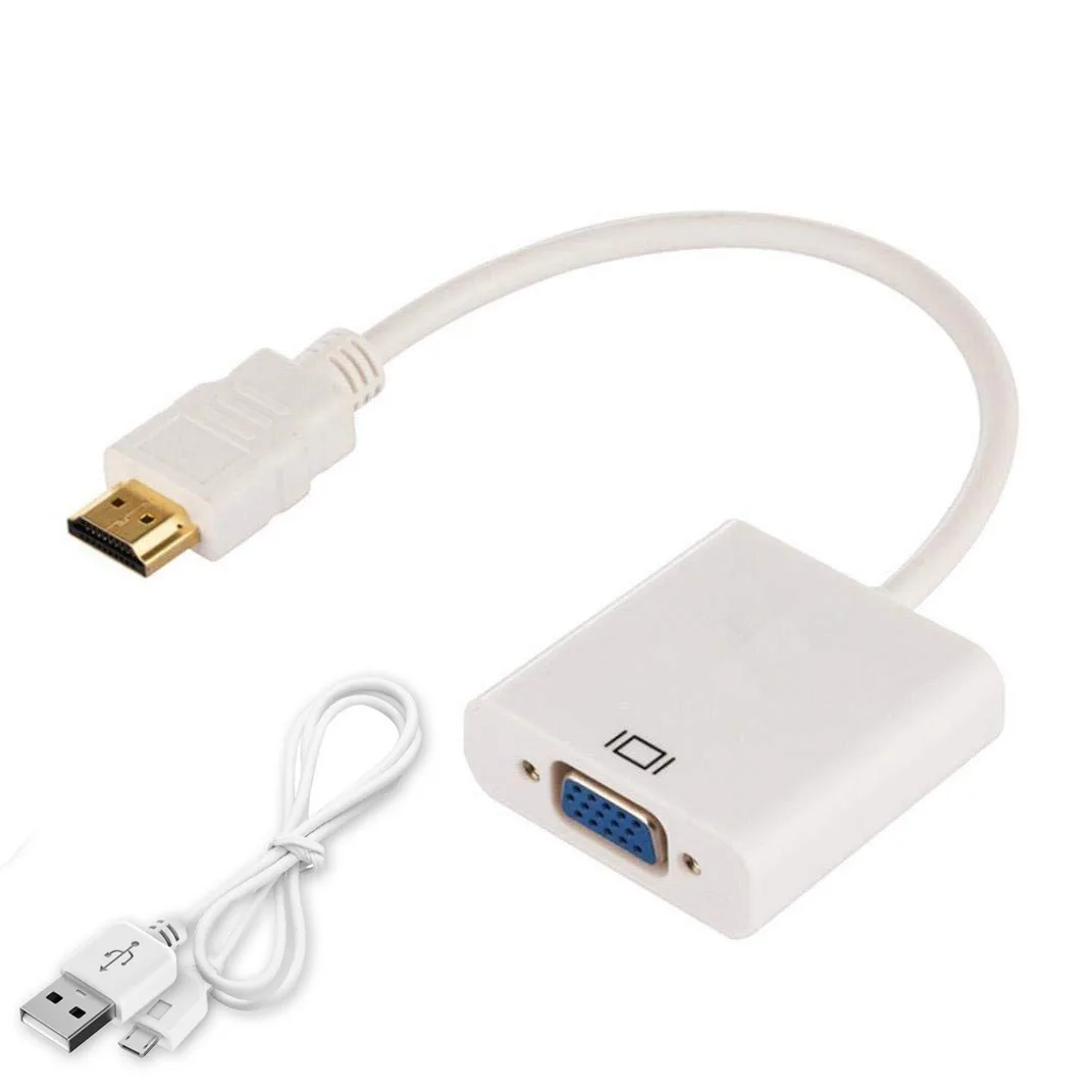 LUOM LUOM HDV101 HDMI to VGA Adapter White with Micro USB Power and 3.5 mm Audio — product photo