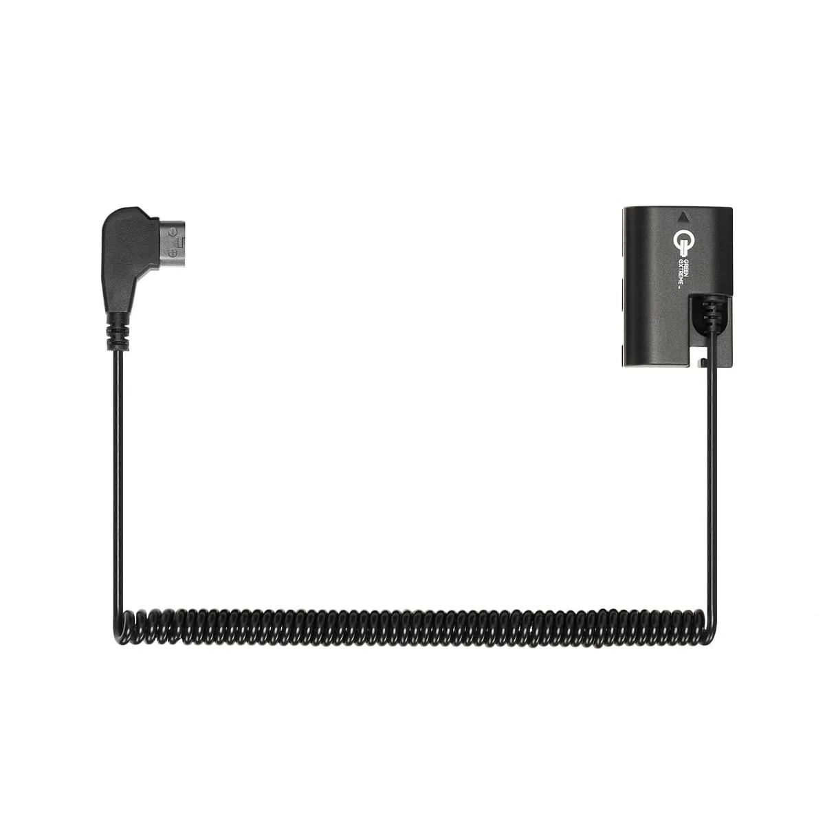 D-Tap plug to LP-E6NH dummy battery cable, black PVC/ABS body