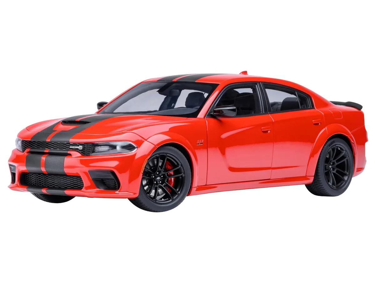 Autoart Autoart Dodge Charger Scat Pack Widebody Torred with Carbon Stripes 1/18 hobby collectible — product photo
