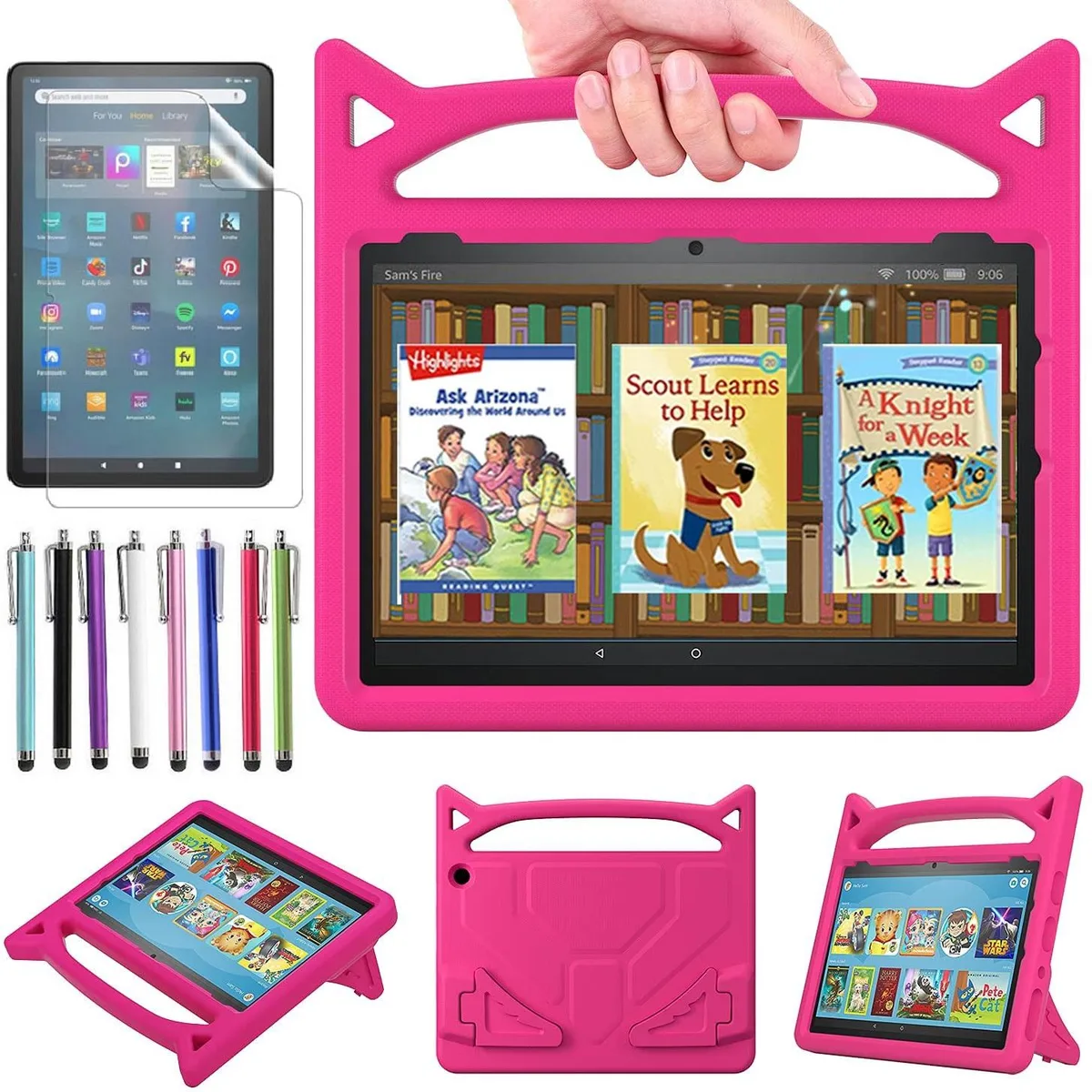 anicestore anicestore Case for Amazon Fire Max 11 11" 13th Gen 2023 Pink Kid-Proof with Handle Stand — product photo