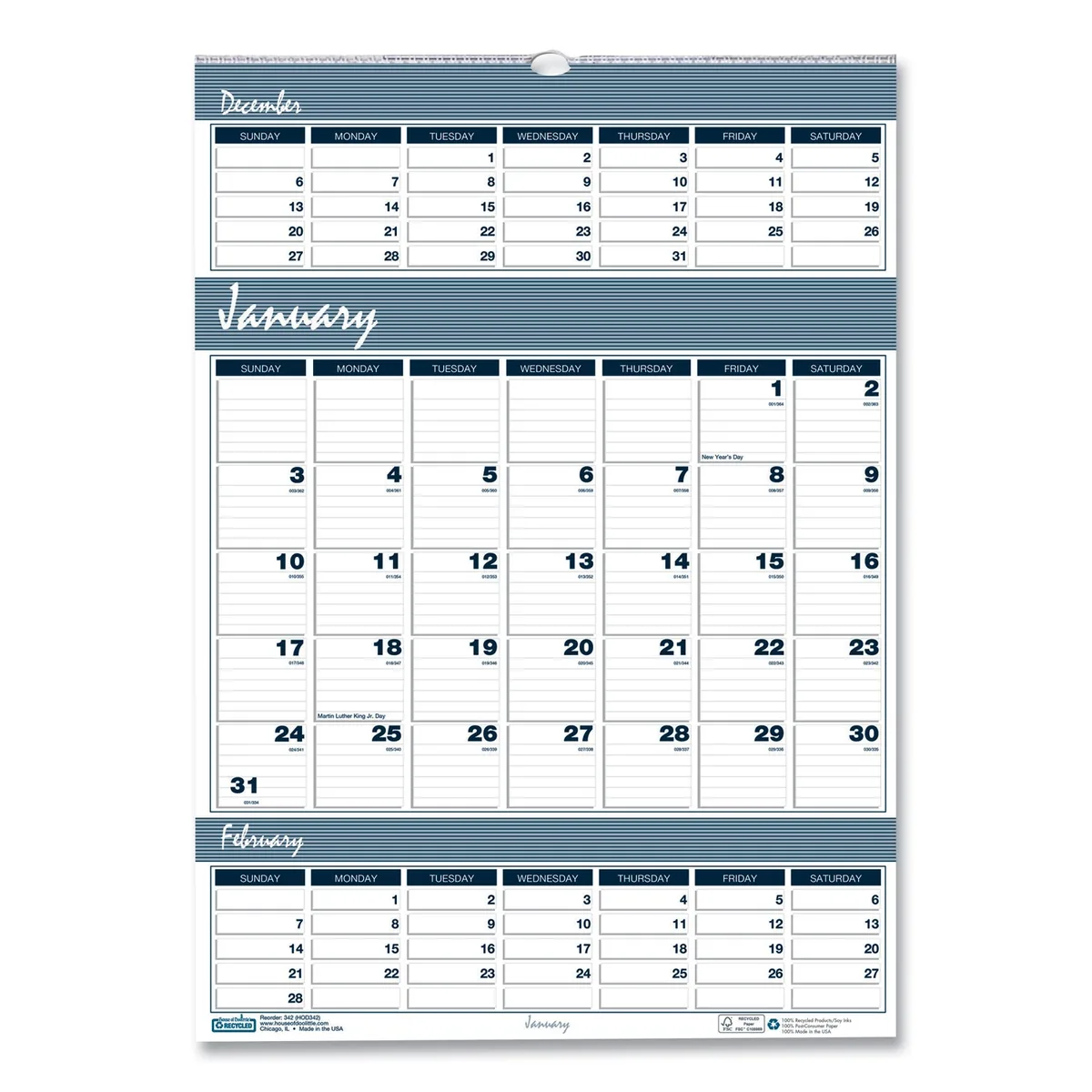 House of Doolittle House of Doolittle Bar Harbor 3-Month Wall Calendar 12x17 2026 — product photo