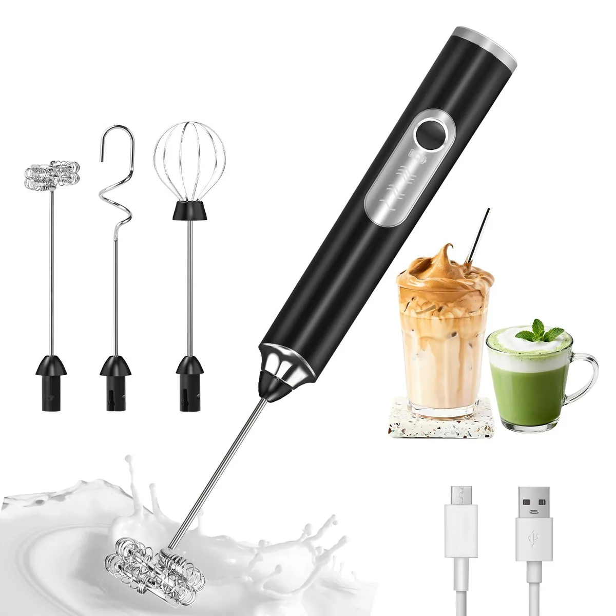  Brentwood Milk Frother Rosfresia 3-Speed Rechargeable White — product photo