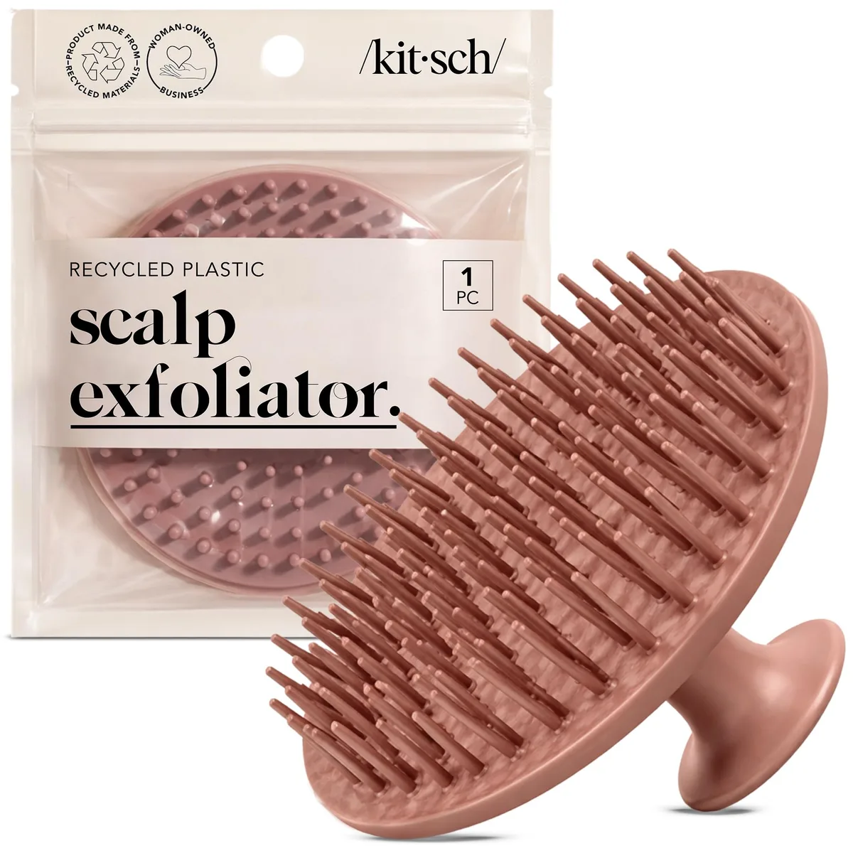 Terracotta scalp massager with flexible bristles, compact handheld design