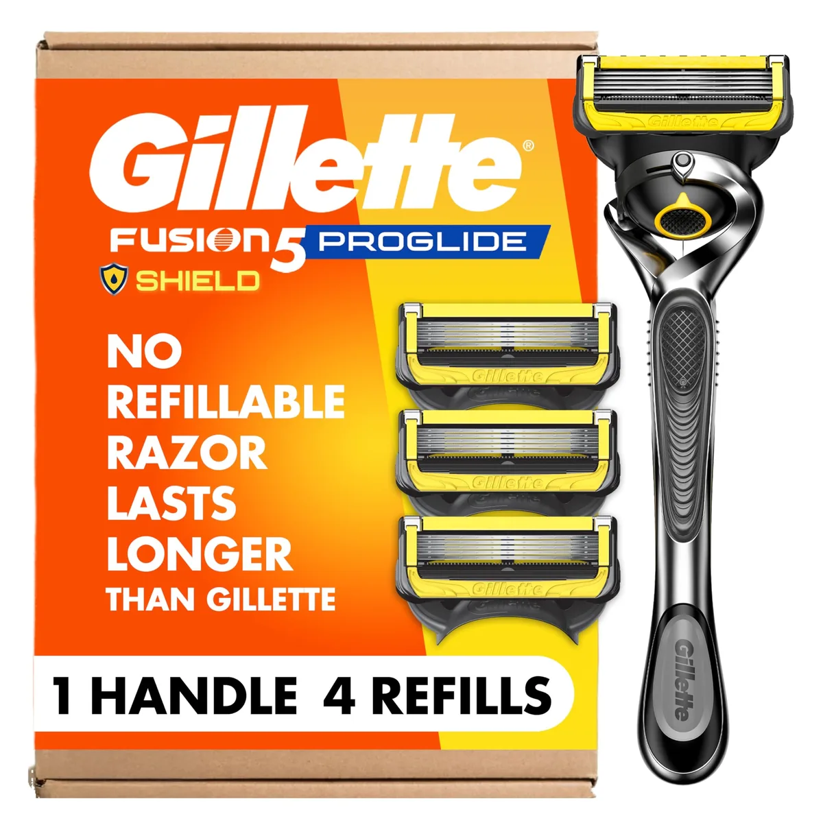 ProGlide Shield Men's Razor 5-Blade Black 1 Handle 4 Refills — product photo