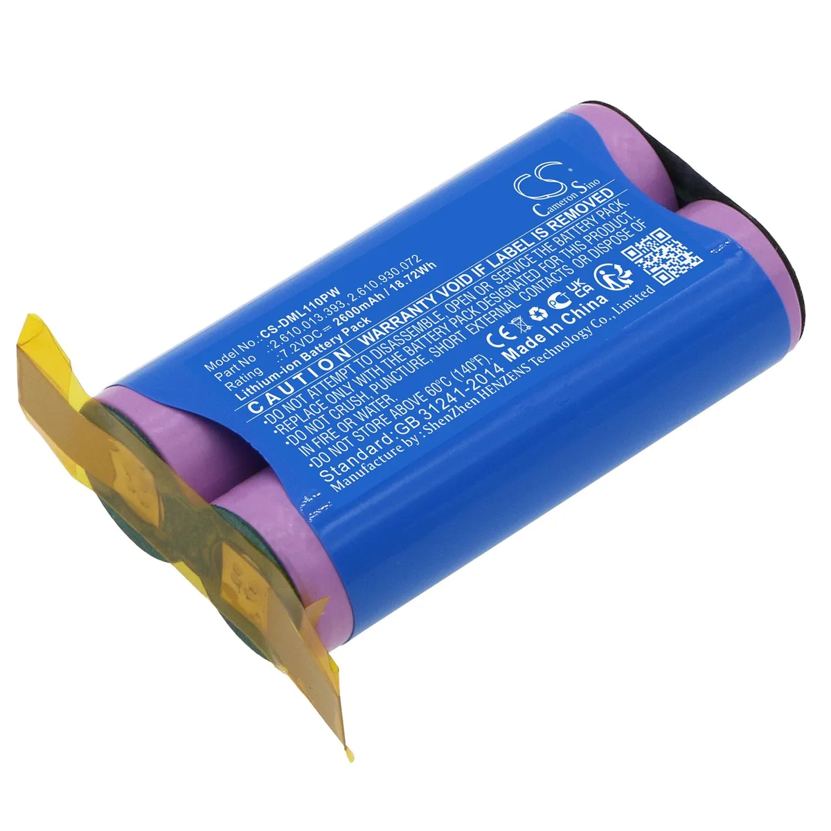 Cameron &amp; Co Cameron &amp; Co DS-CS-DML110PW battery 7.2V 2600mAh Li-ion — product photo