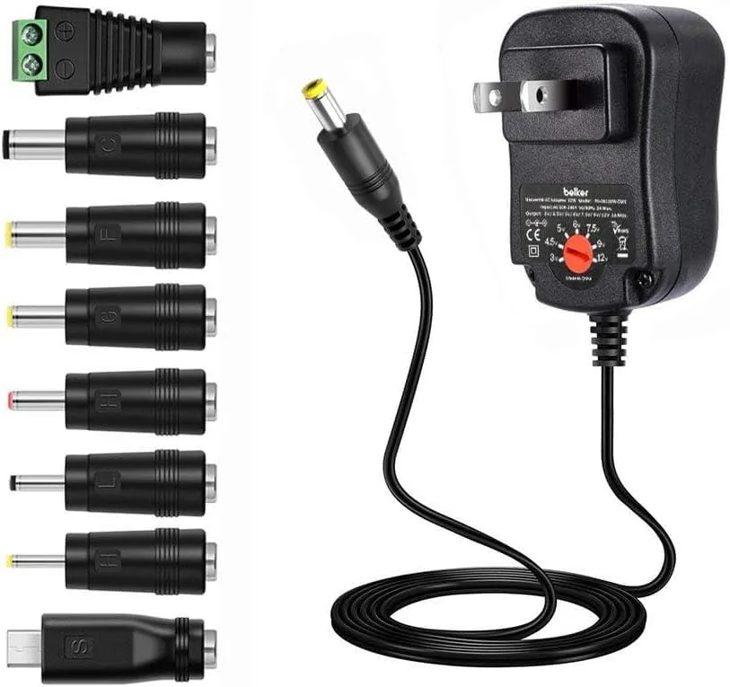 BONAEVER BONAEVER 12W Multi-Voltage AC/DC Adapter 3V-12V 1A Micro USB — product photo