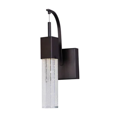 Bronze wall sconce with rectangular bubble glass panel