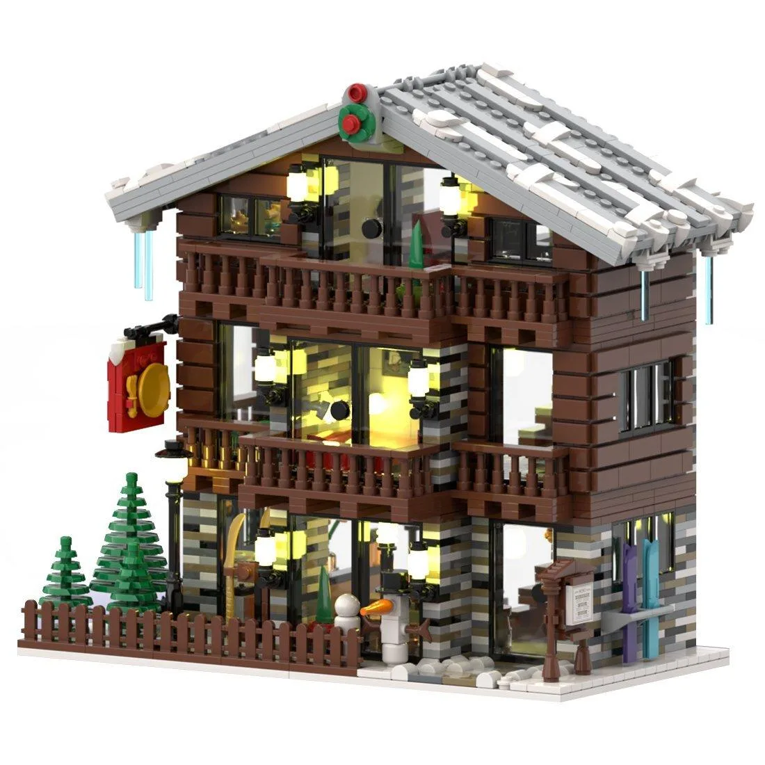 ZITIANYOUBUILD ZITIANYOUBUILD MOC-91029 Winter Village Swiss Restaurant Hotel 2235 Parts — product photo