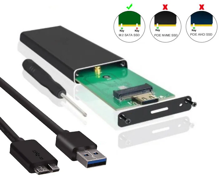 LUOM LUOM M.2 SATA SSD USB 3.0 Enclosure B/B+M Key 2230-2280 — product photo