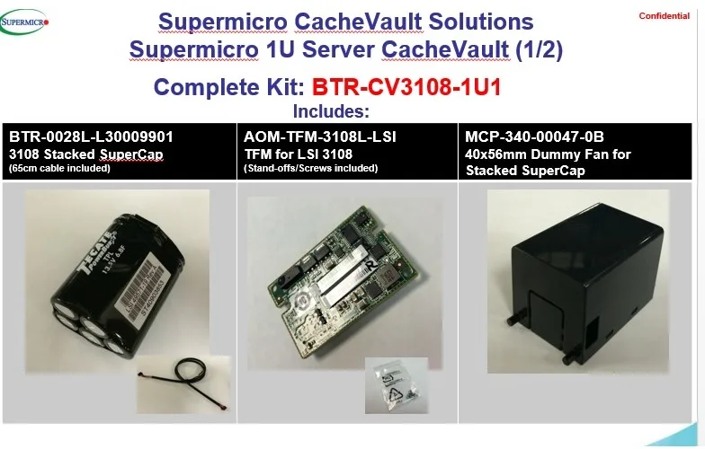 Supermicro Supermicro BTR-CV3108-1U1 LSI 3108 CacheVault 1U dummy fan kit server accessory — product photo