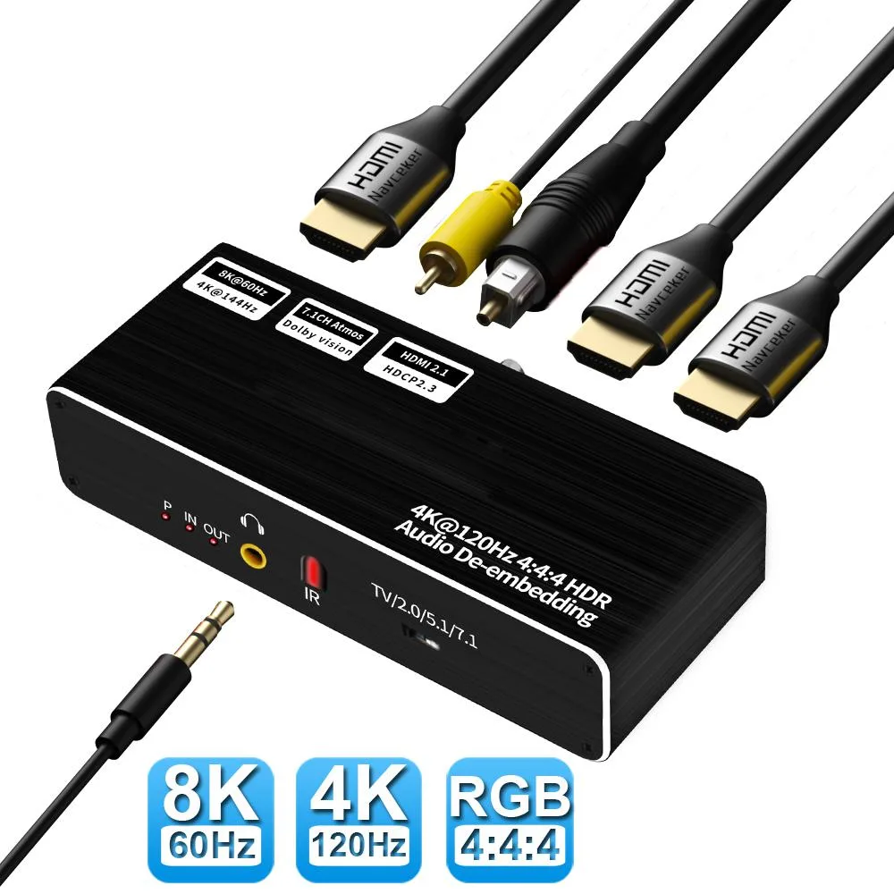 ESTONE ESTONE OZ8V1 8K 60Hz HDMI Audio Extractor 48Gbps 7.1CH Dolby Atmos — product photo