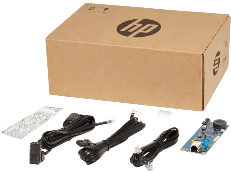 White rectangular fax accessory module with HP branding