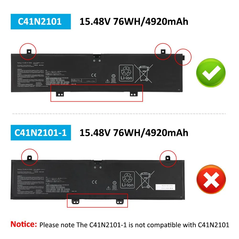 KingSener KingSener C41N2101 76Wh 15.48V laptop battery — product photo