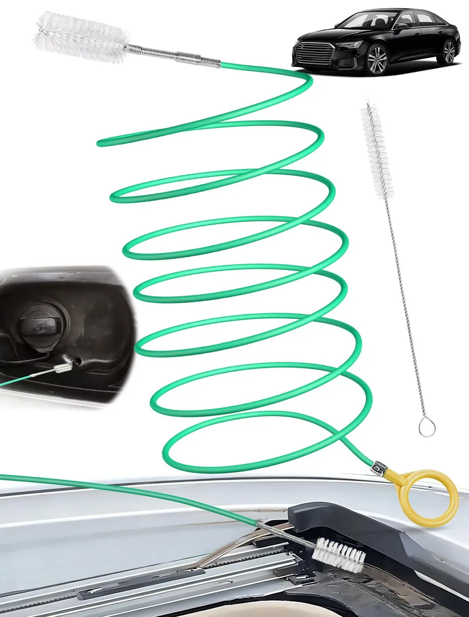Black 120-inch flexible drain brush with nylon bristles and hand ring