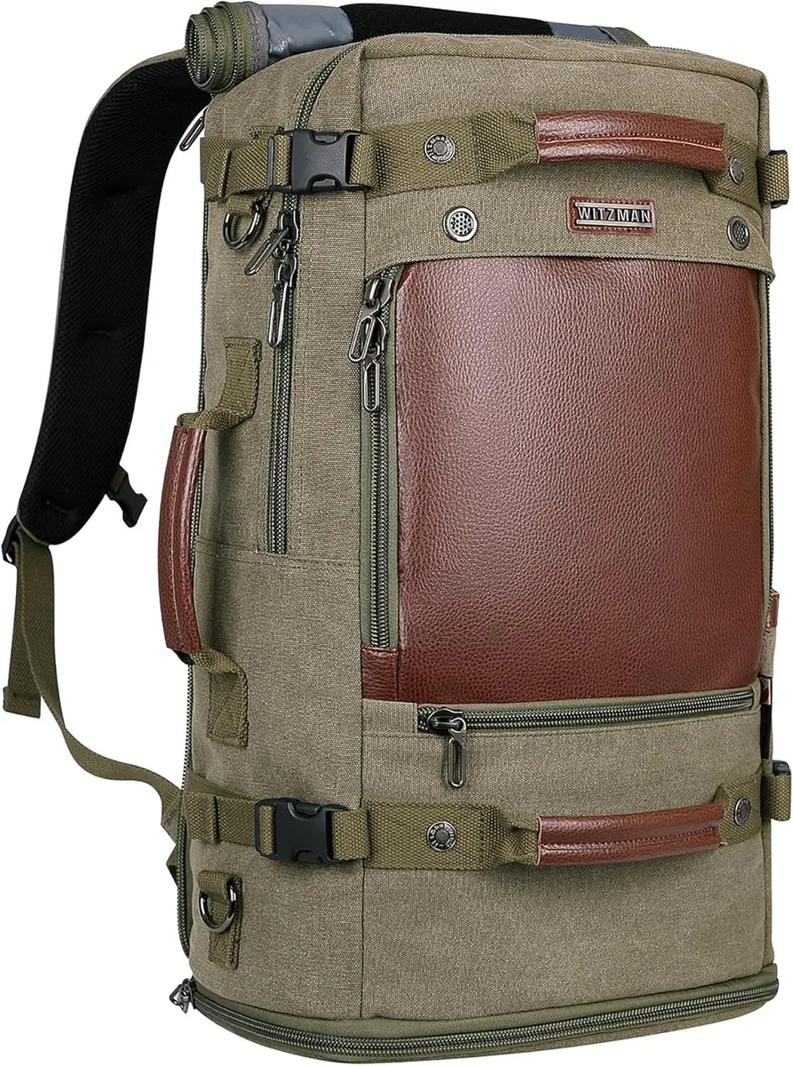 BFKK BFKK Travel Backpack Canvas Light Green 11x22.5x7 1.53kg 17in laptop — product photo