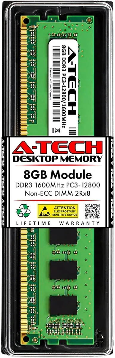 A-Tech A-Tech 8GB DDR3 1600 PC3-12800 240-Pin DIMM memory upgrade — product photo