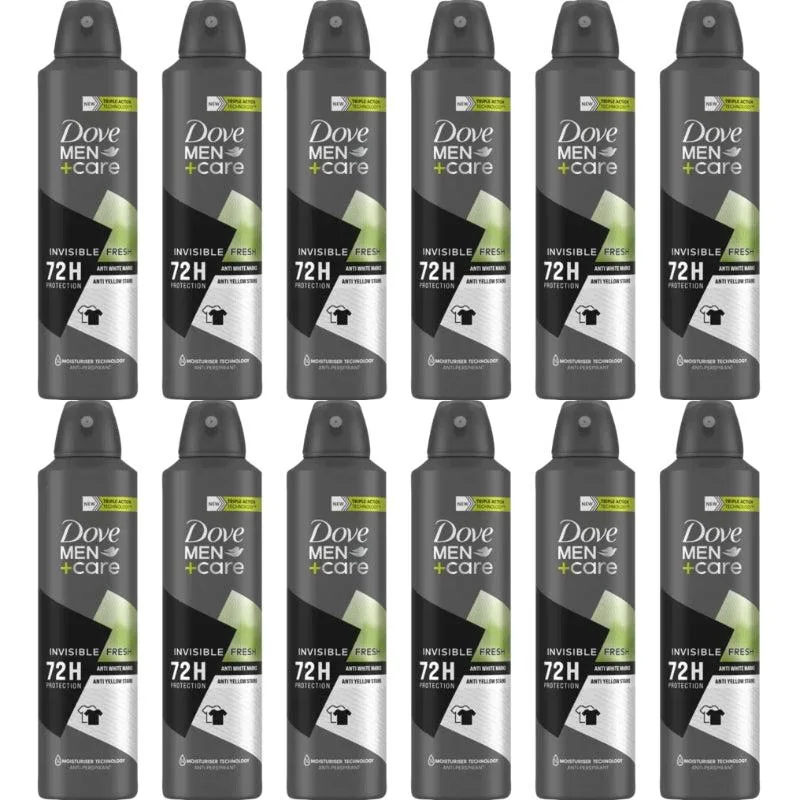 Dove Dove DOVE-DEO-12PK Men Deodorant Spray Invisible Fresh 150 ml 12-Pack skin care — product photo