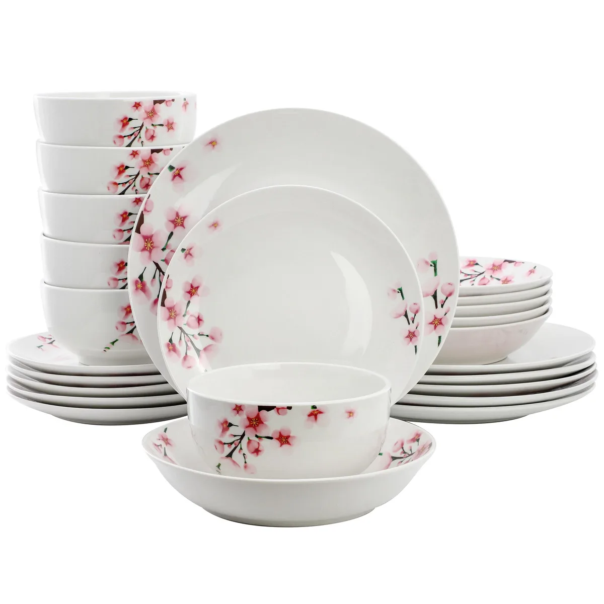 Elama Elama Tamara 24 Piece Cherry Blossom Porcelain Dinnerware Set — product photo