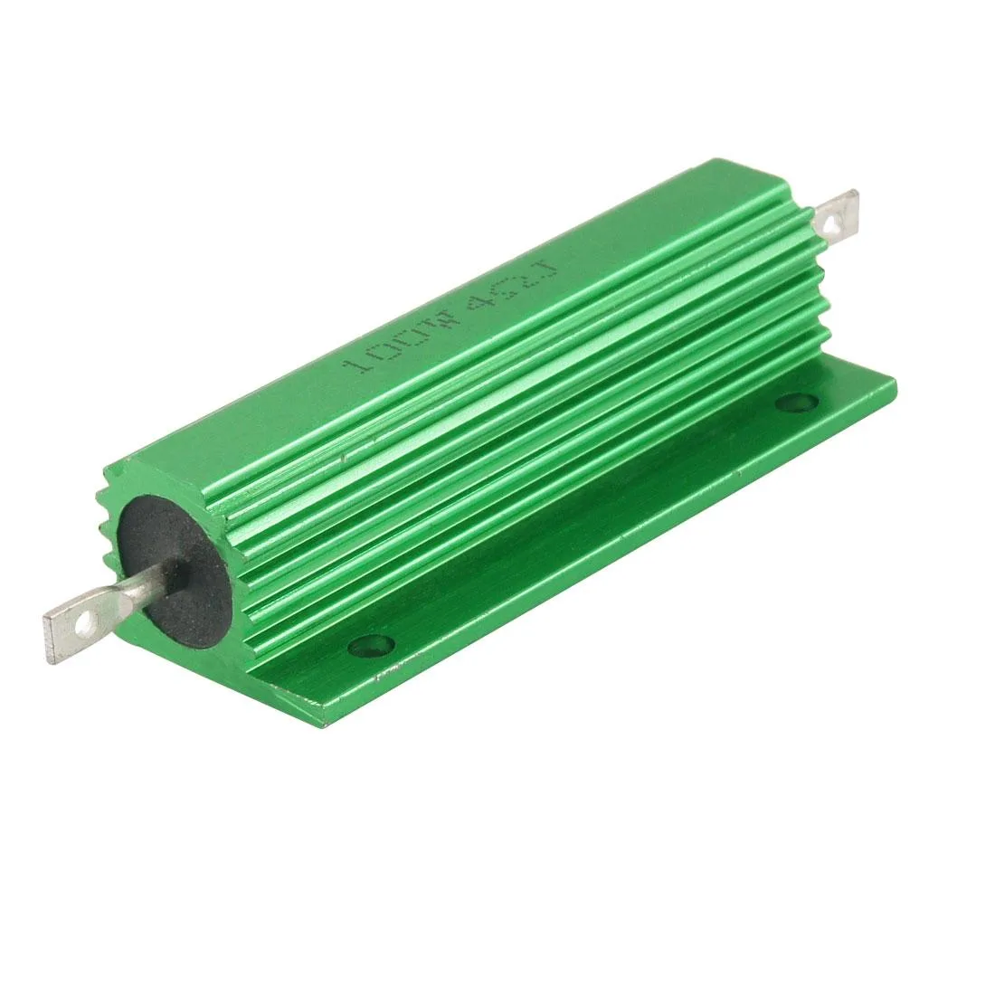 Green aluminum housed resistor, cylindrical with mounting tabs, 81 x 21 x 15 mm