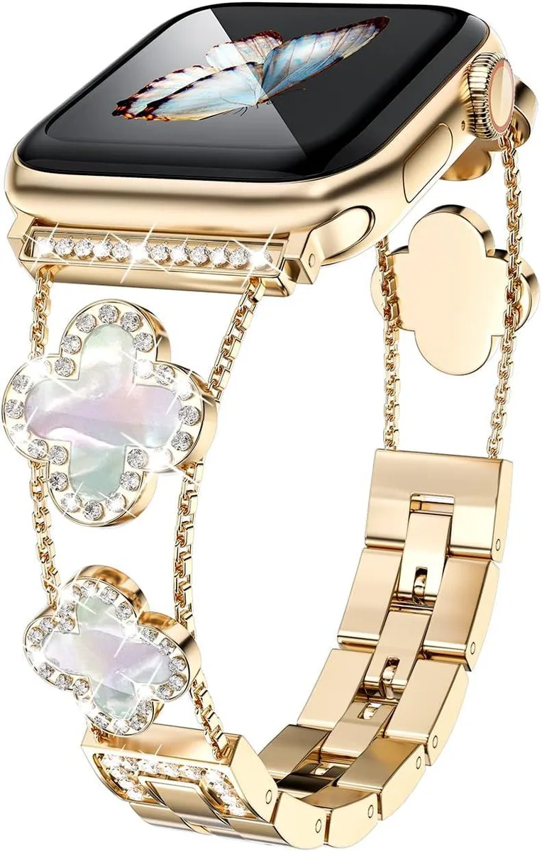 ETEIZU ETEIZU Diamond Metal Watch Band Clover Rose Gold 38-49mm — product photo