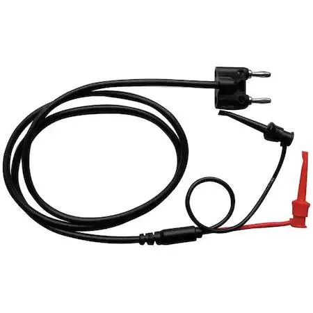 Black test lead with mini clips and double banana plug 36 inches