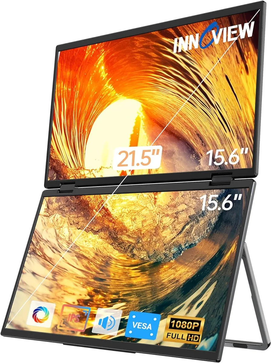 BFKK BFKK 15.6" Triple Portable Monitor 1080P 90°/180° Rotation Black — product photo