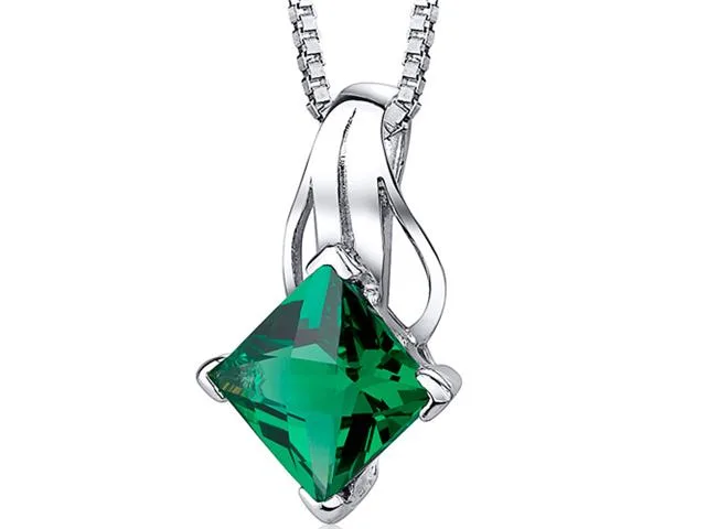 Oravo Oravo SP10744 2.00 carat Lab Emerald Pendant 18 inch Silver Necklace — product photo