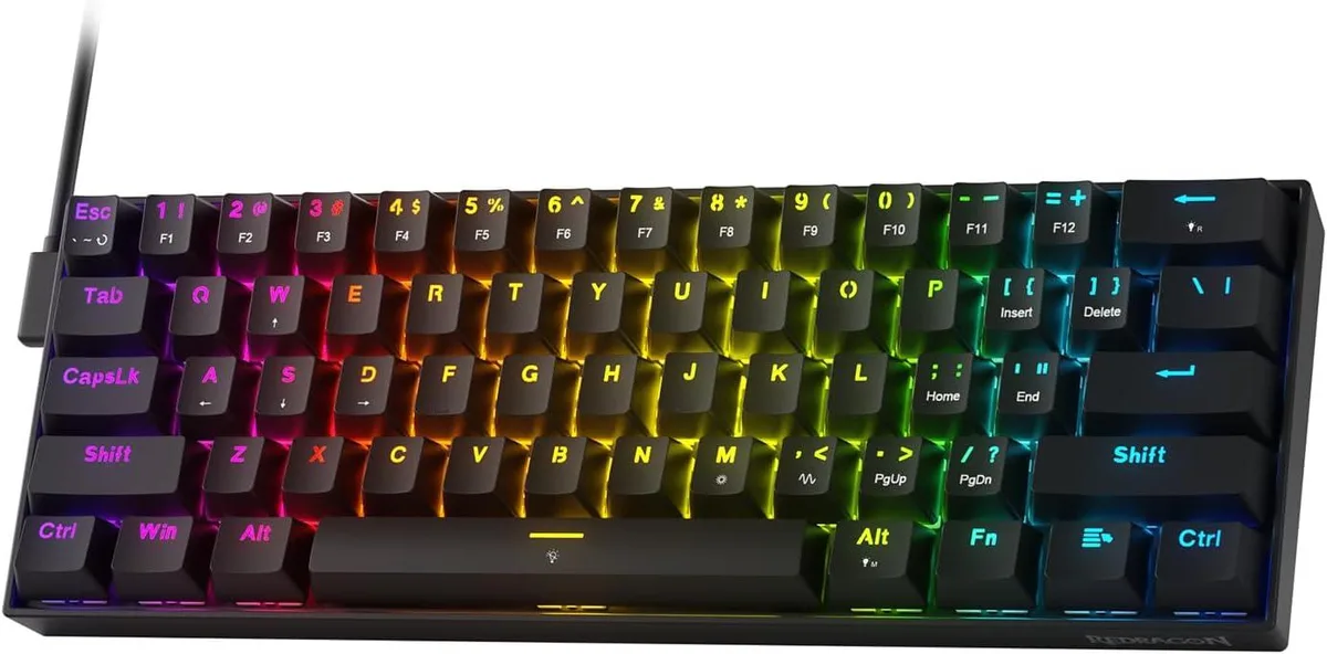 Redragon Redragon K617 HE Rapid Trigger Gaming Keyboard 60% 61 Keys Essential Black — product photo