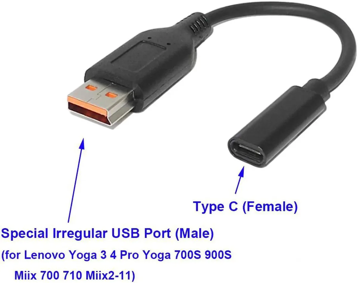 Lirealar Lirealar USB-C to Lenovo Irregular Port Adapter Cable 20V 3A 65W — product photo