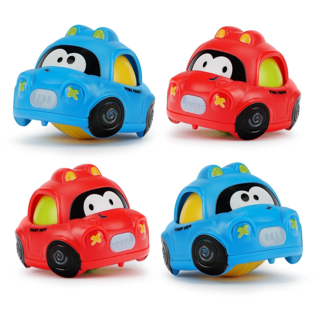 IOMDRWU Inertial Push Pull Car Toys, Diecast, Red and Blue — product photo