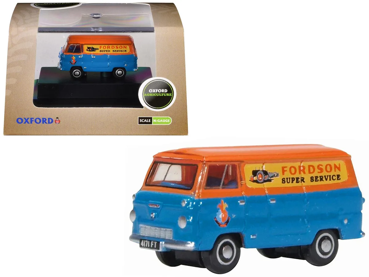 Oxford Diecast Oxford Diecast Ford 400E Van RHD "Fordson Super Service" Blue Orange 1/148 Scale Diecast Hobby Collectible — product photo