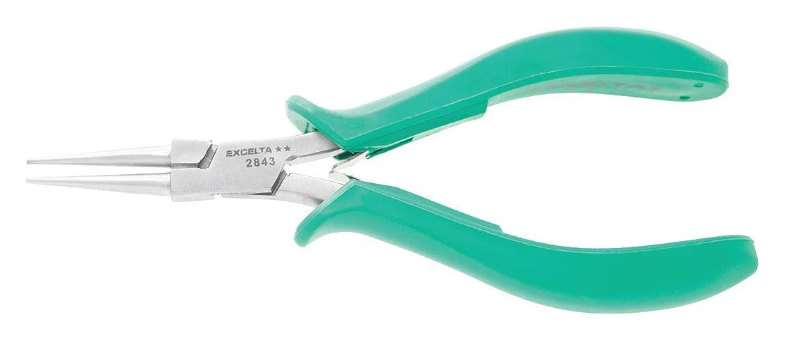Teal stainless steel long nose pliers with molded grips, 16 model
