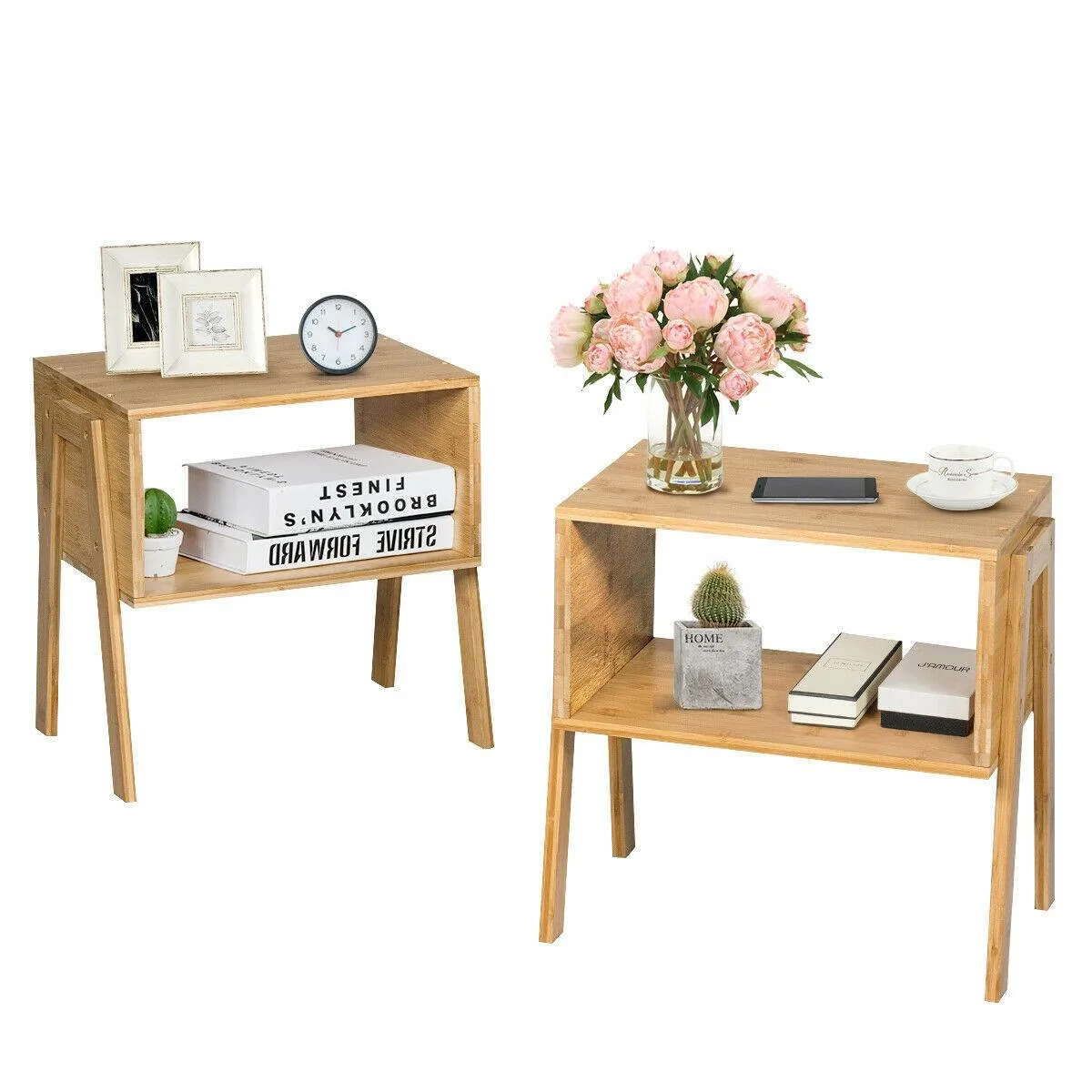 SlickBlue SlickBlue 2-Piece Bamboo Nightstand Set Natural 17x11.5x16.5in 15lbs — product photo