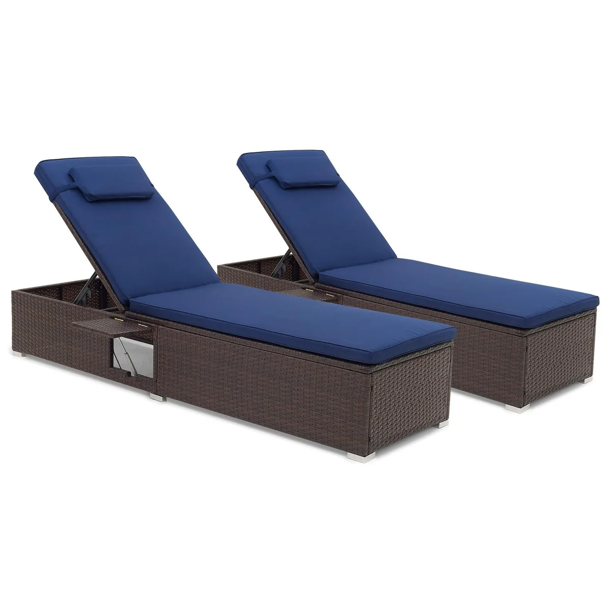 SlickBlue SlickBlue Patio Chaise Lounge Set of 2 Mix Brown Navy — product photo