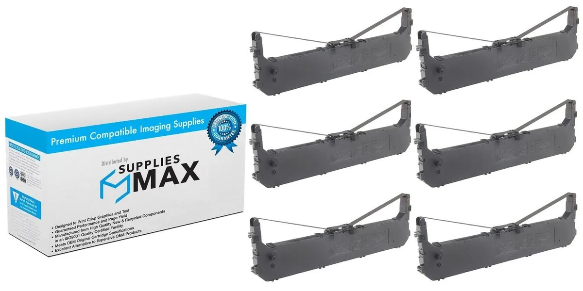 SuppliesMax SuppliesMax Compatible Panasonic KX-P180 Black Printer Ribbons 6 Pack — product photo