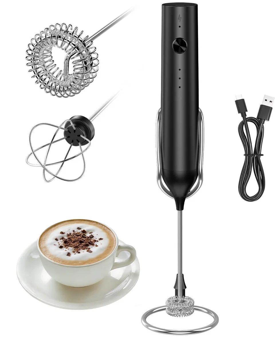 Brentwood Rechargeable Milk Frother White 3 Speeds 2 Heads 15 Seconds — product photo