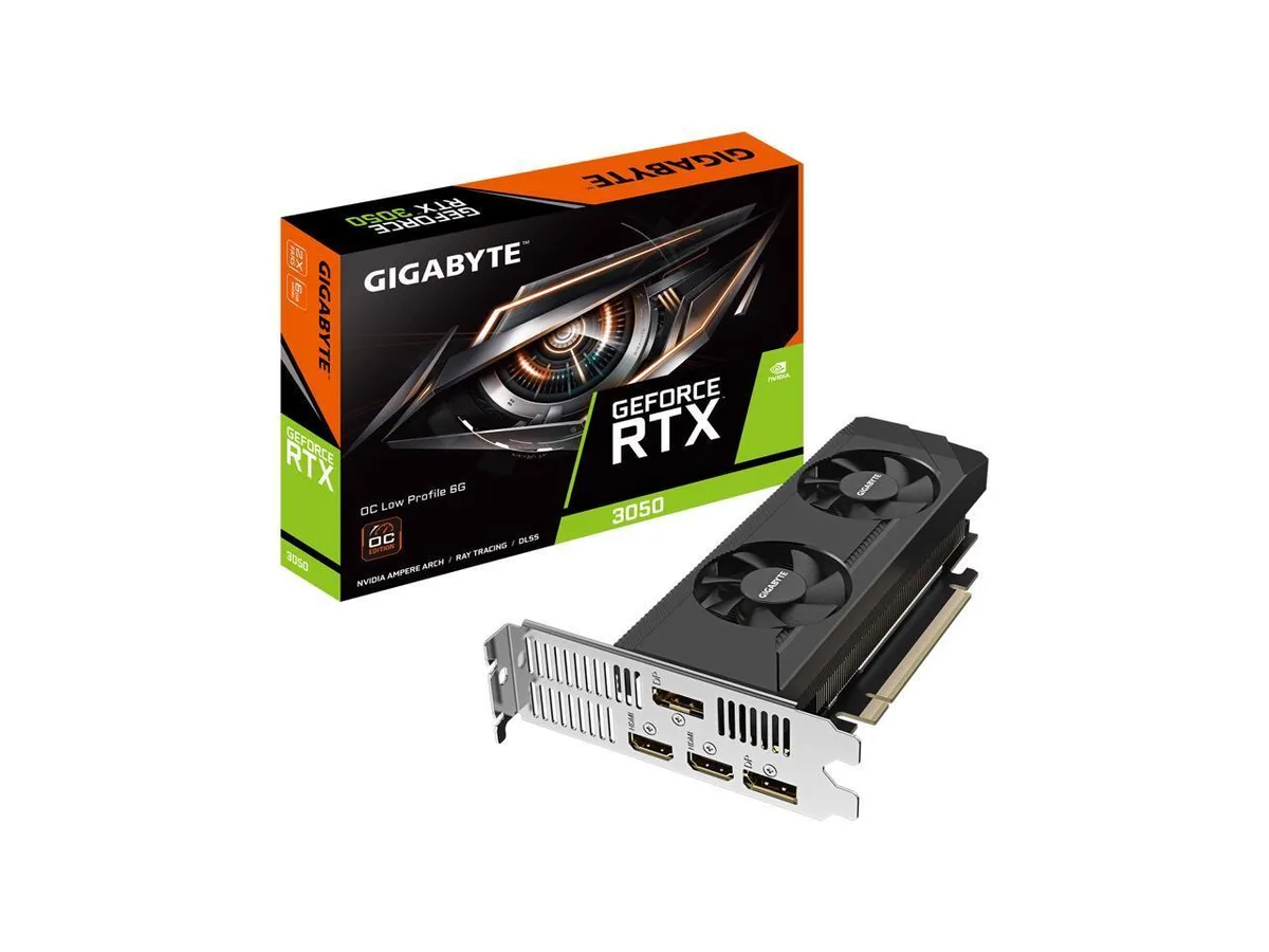 GIGABYTE GIGABYTE GeForce RTX 3050 OC Low Profile 6G graphics card — product photo