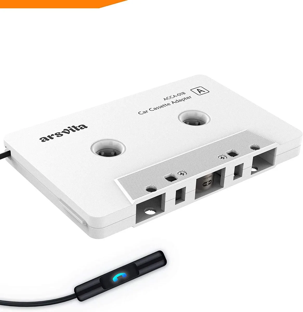 White rectangular cassette-shaped Bluetooth 5.0 adapter with matte finish