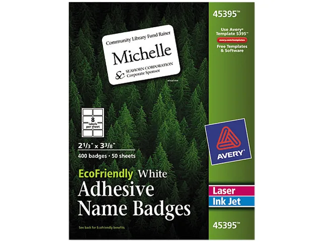 Avery Avery 45395 EcoFriendly Adhesive Name Badges 400 Badges 2.33" x 3.38 — product photo