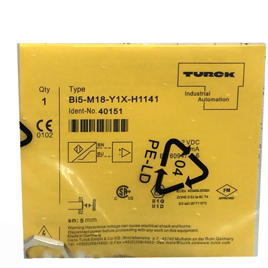 Turck Turck BI5-M18-Y1X-H1141 4015020 Inductive sensor M18 8.2 VDC NAMUR M12 ATEX SIL2 — product photo