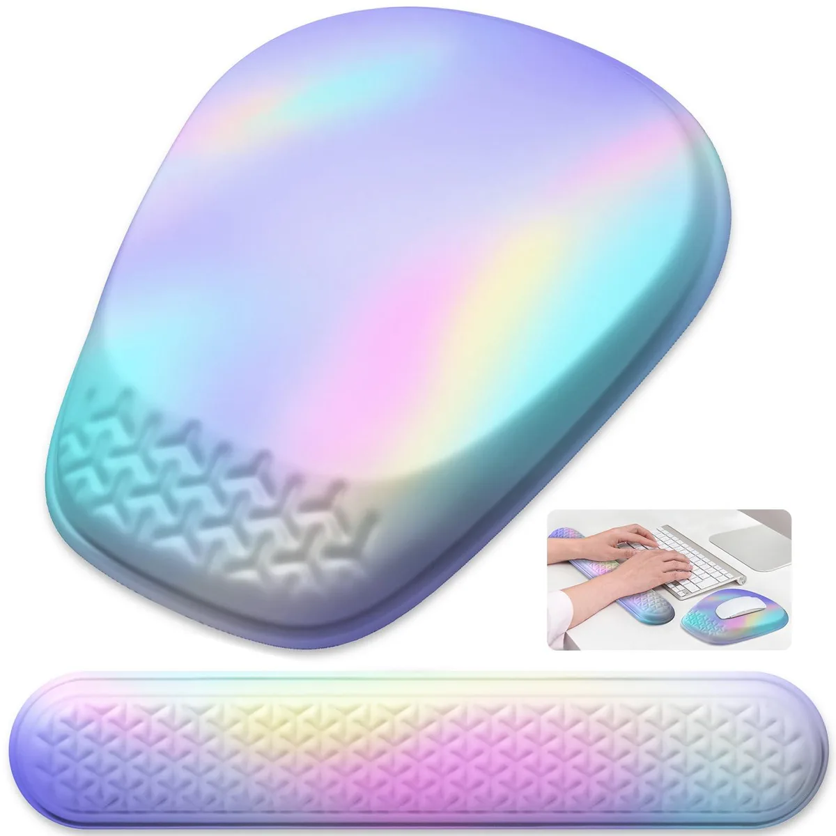 Laokiiy Ergonomic Mouse Pad with Wrist Rest Blue 10.43x8.27 in — product photo