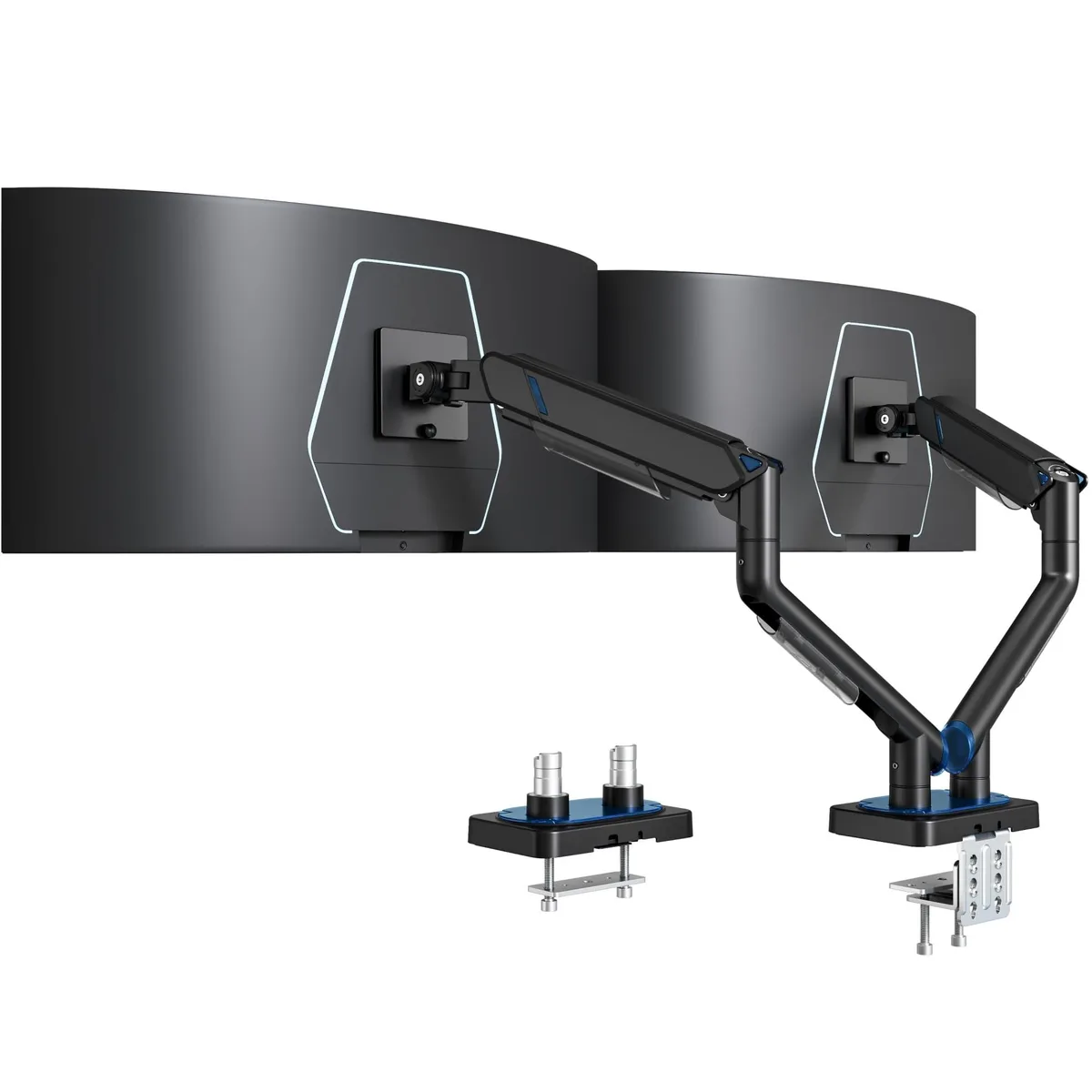 Bolton Technical Bolton Technical ARES WING Dual Monitor Arm 17-45" 44lbs Clamp Grommet 2 in 1 accessory — product photo