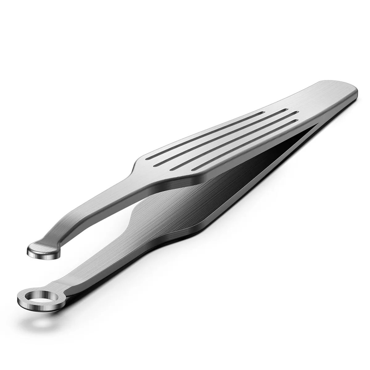 Silver stainless steel manual nose and ear trimmer with round tip, pen-sized P-1148