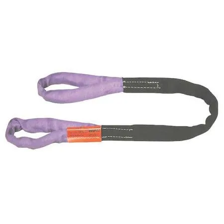 Purple polyester roundsling with eye-and-eye ends, 10 ft long