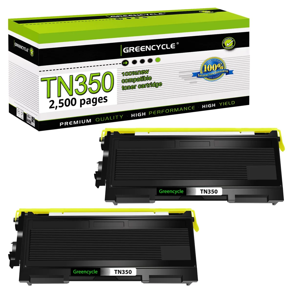 GREENCYCLE GREENCYCLE TN350 Black Toner Cartridge 2 Pack 2500 Pages — product photo