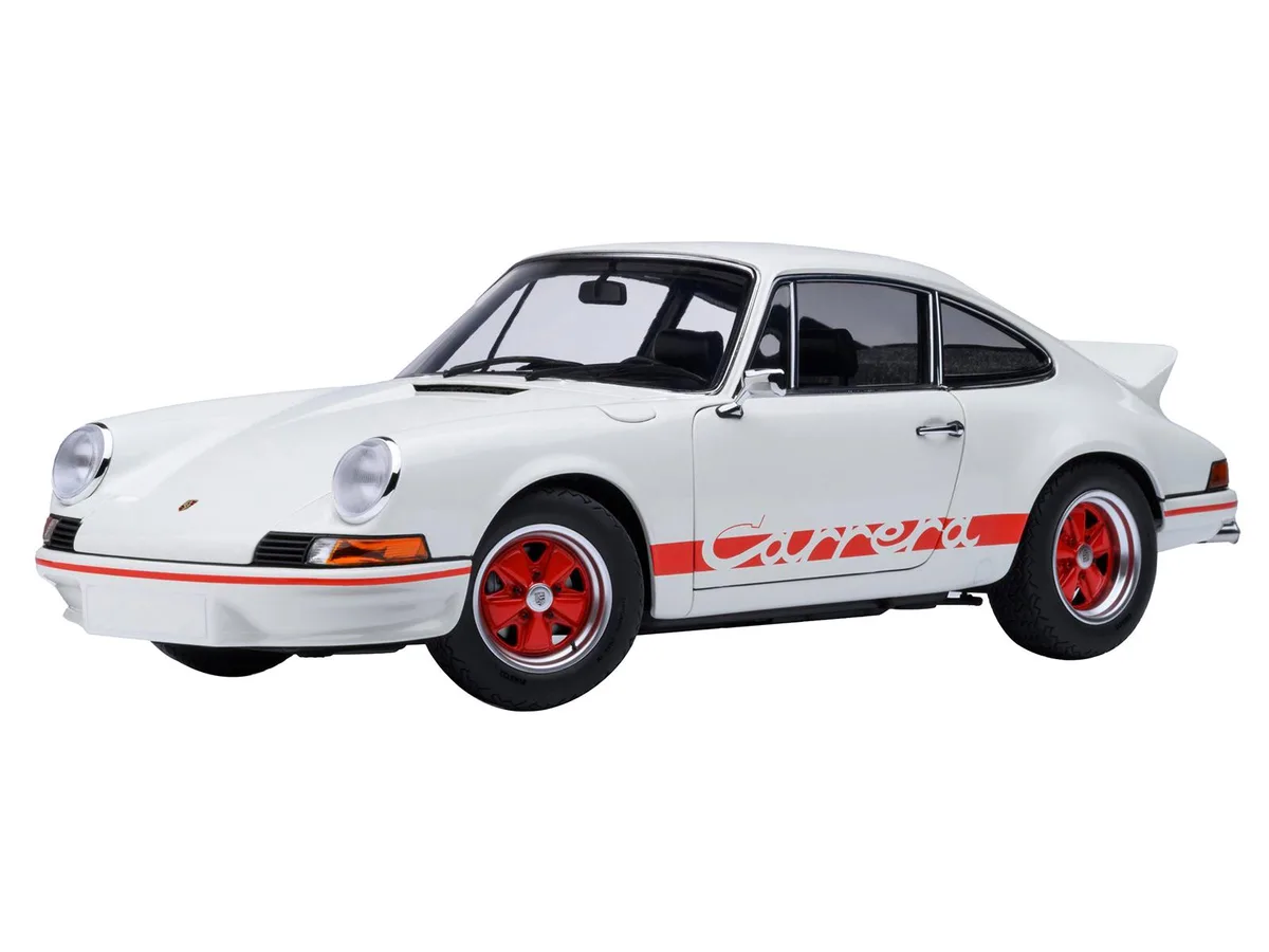 Autoart Autoart Porsche 911 Carrera 2.7 RS Grand Prix White Red Stripes Wheels 1/18 hobby collectible — product photo