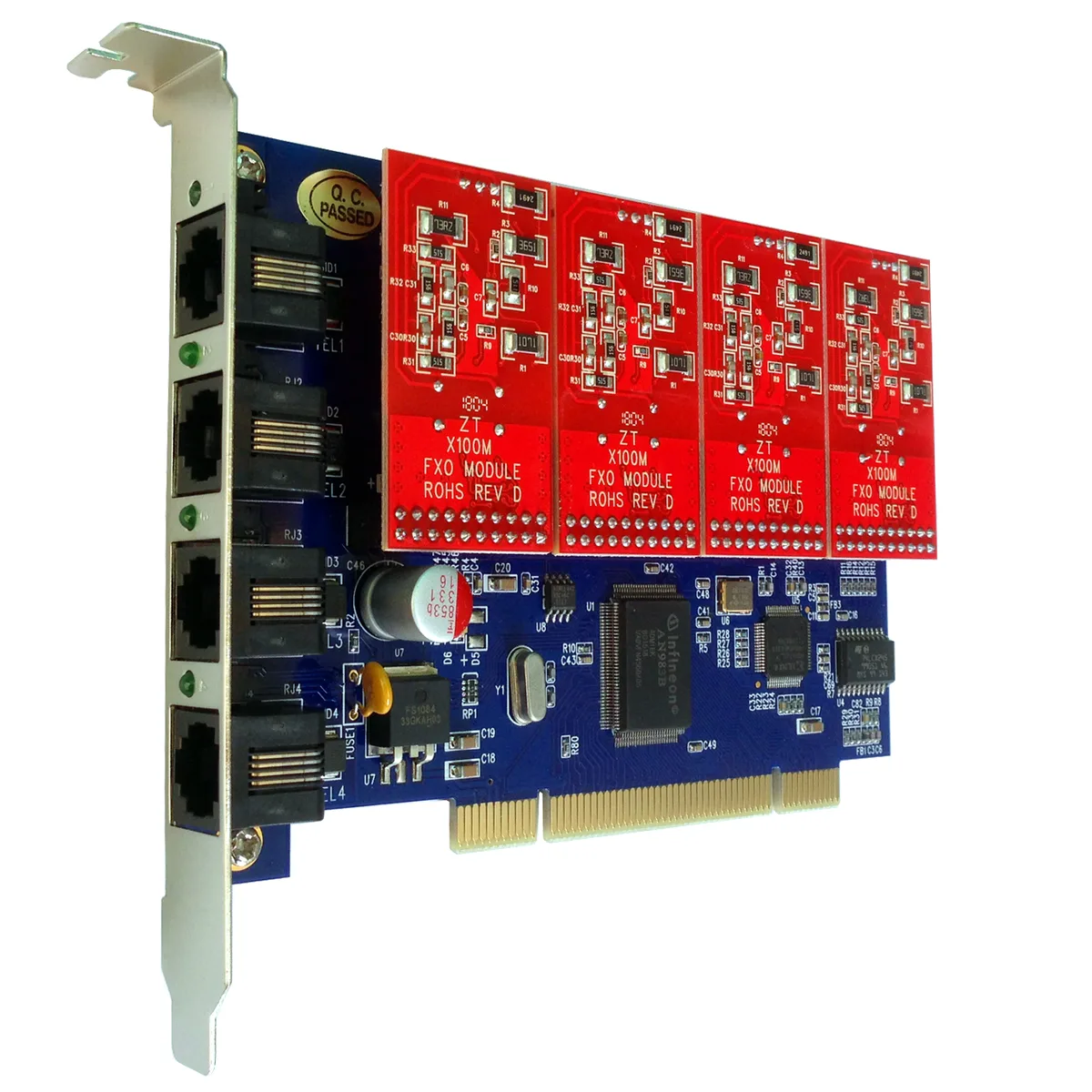 Roby Technology Co., Limited Roby Technology Co., Limited TDM400P 4 FXO PCI Telephone Accessory — product photo