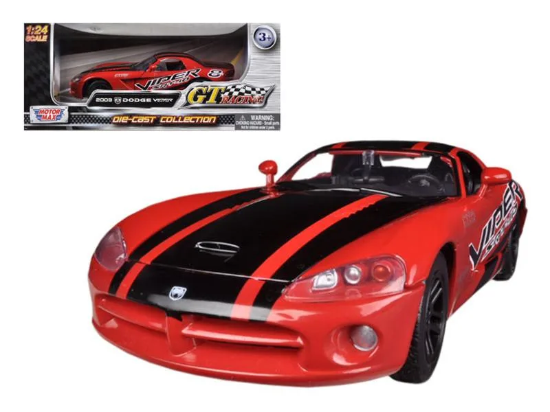 MOTORMAX MOTORMAX 2003 Dodge Viper SRT-10 #8 Red with Black Stripes "GT Racing" 1/24 Diecast Vehicle — product photo
