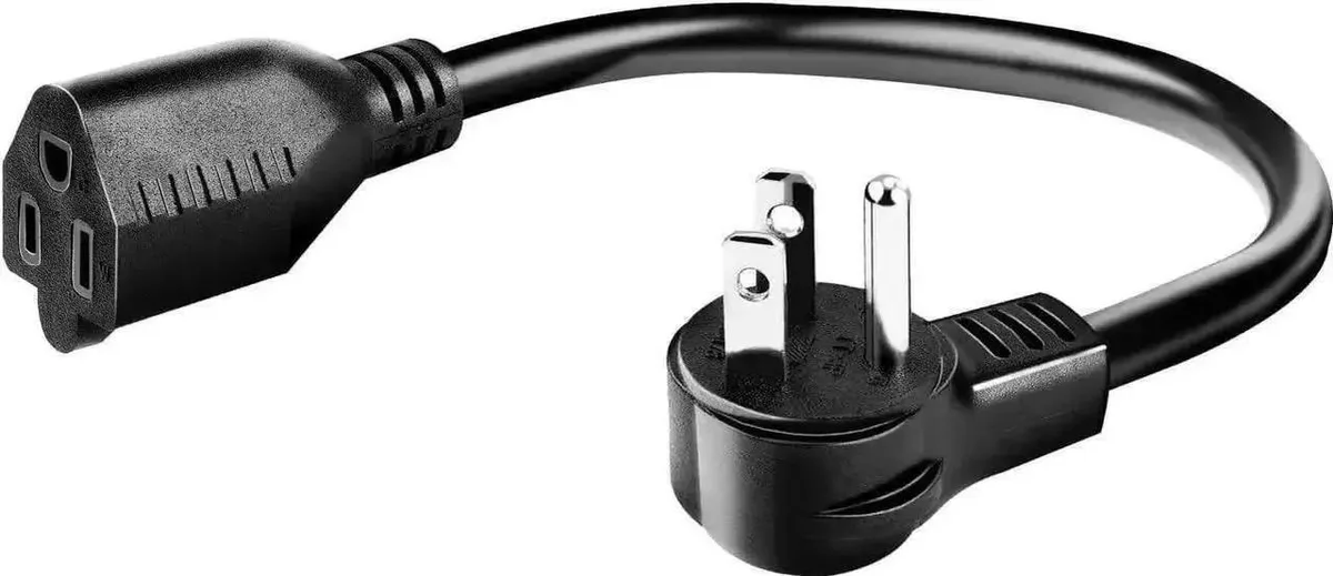 SMUGDESK SMUGDESK 1Ft 0.3M Black 3 Prong Flat Plug Power Extension Cord 16AWG 125V 1625W — product photo