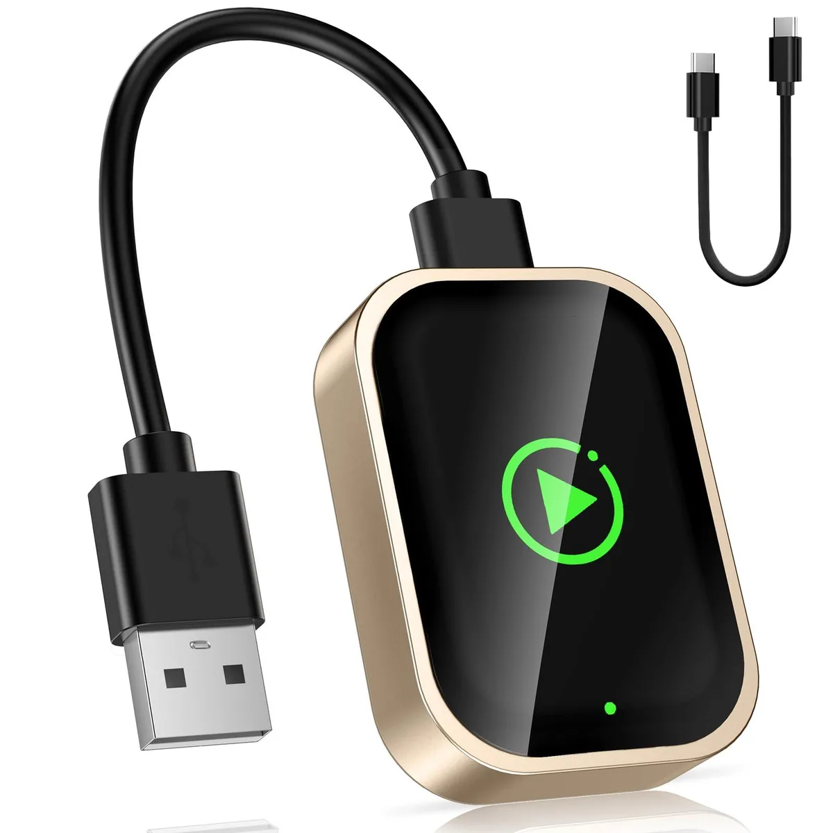 Small aluminium dongle with USB-A and USB-C plugs, 0.98 by 0.35 by 1.46 inches